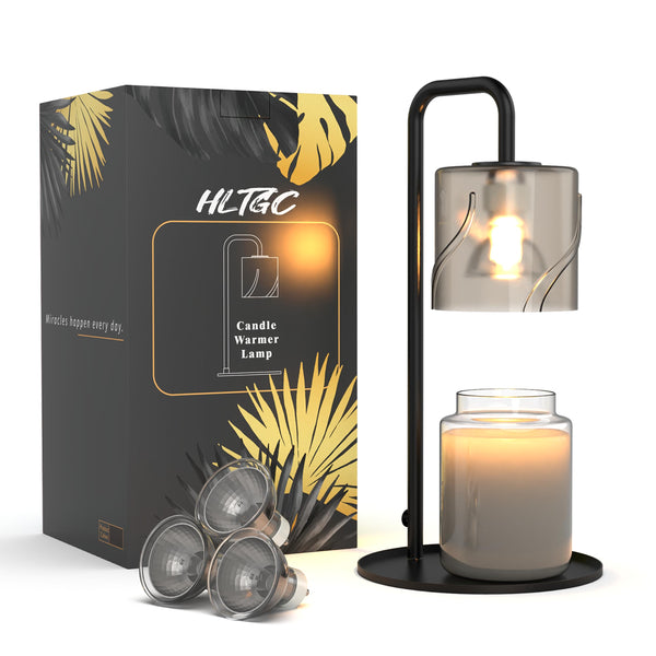 HLTGC Candle Warmer Lamp, with 3 Bulbs,Timer & Dimmer,Compatible with Large Yankee Candle Jars,for Jar Candles,Electric Top Candle Melter,110-120v,(Black)