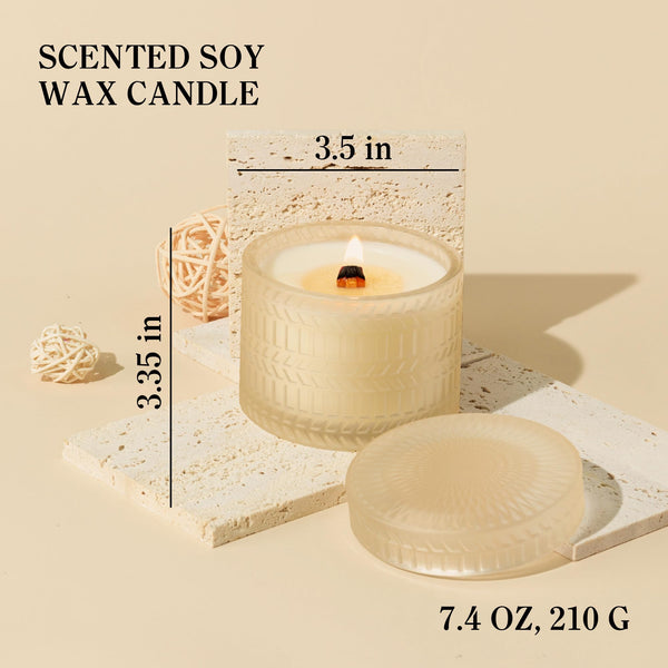 Hidden Label Decorative Jar Candle,Rose & Sandalwood + Vanilla & Coconut Scented Candles, Wood Wick Candles