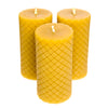 Alternative Imagination 100% Pure Beeswax Diamond Pillar Candles (2x4 Inch), 3 Pack, 20 Hour Burn Time, Hand-Poured (Yellow)