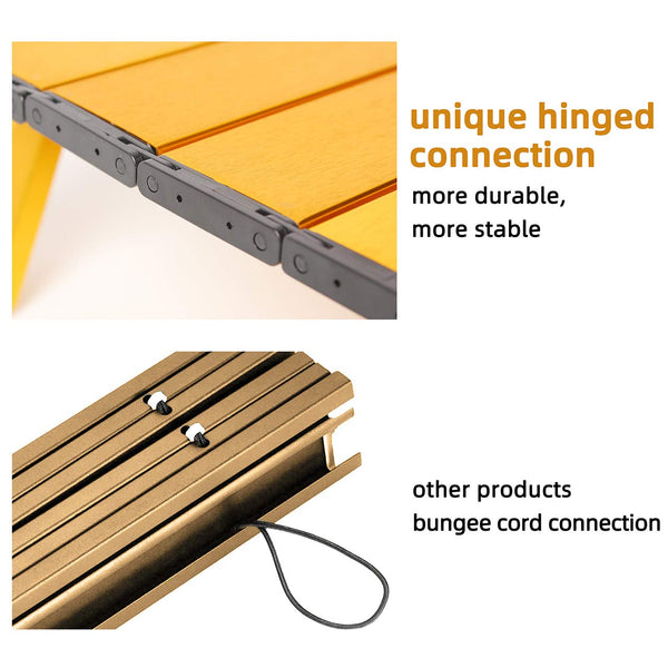 Rock Cloud Portable Beach Table Aluminum Ultralight Folding Camping Table, Yellow