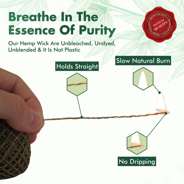 100% Organic Hemp Wick with Natural Beeswax Coating, Twisted Bee (200ft x Standard Size)