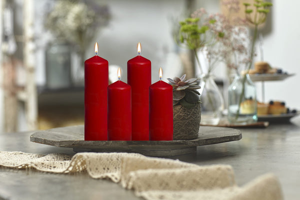 BOLSIUS 10 Red Pillar Candles - 2.25 x 6 Inches - Premium European Quality - Individually Wrapped - 42 Hours Burn Time - Dripless Smokeless Unscented Dinner, Wedding, Party, & Restaurant Candles