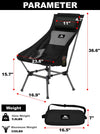 AnYoker Camping Chair Over Size, 2 Way Compact Backpacking Chair, Portable Folding Chair, Beach Chair with Side Pocket and headrest, Lightweight Hiking Chair 0166WBA (Black)