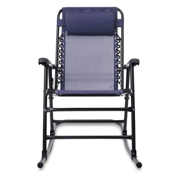 Amazon Basics Outdoor Textilene Zero Gravity Folding Lounge Rocker with Pillow, Navy