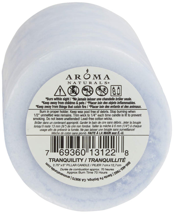 Aroma Naturals Essential Oil Scented Pillar Candle, Tranquility, 2.75 Inch X 5 Inch, Lavender, 1 Pound