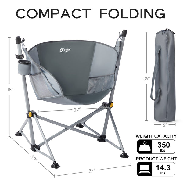PORTAL Hammock Camping Chair Folding Portable Swinging Chair with Cup Holder for Outdoor RV Lawn Backyard Patio,Support 350 lbs