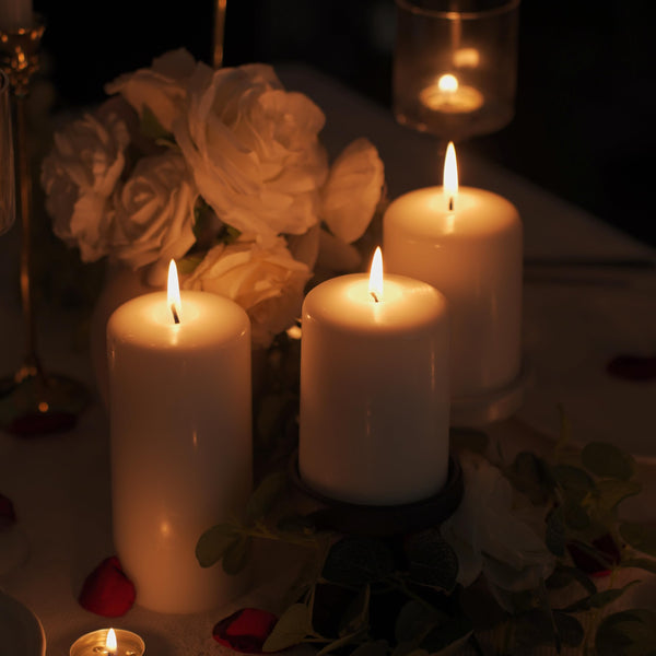 2.8x4 Unscented Pillar Candles,6 Pack Dripless Pillar Candle Set,Smokeless Hand Poured Pillar Candles Bulk, Long Lasting Burning Pillar Candles for Room Decoration Prayer Wedding Party(Ivory