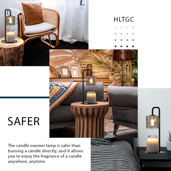 HLTGC Candle Warmer Lamp, with 3 Bulbs,Timer & Dimmer,Compatible with Large Yankee Candle Jars,for Jar Candles,Electric Top Candle Melter,110-120v,(Black)