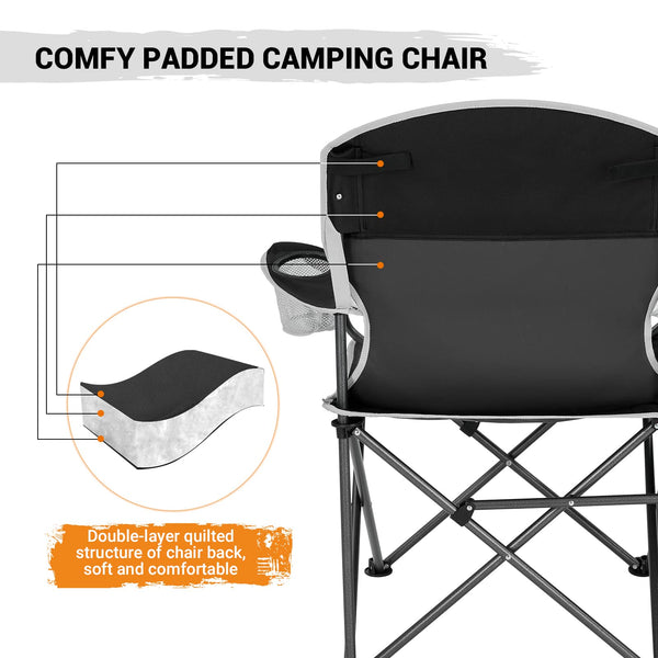 FUNDANGO 9C2215 USVC Camping Chair, Oversized, Black-2
