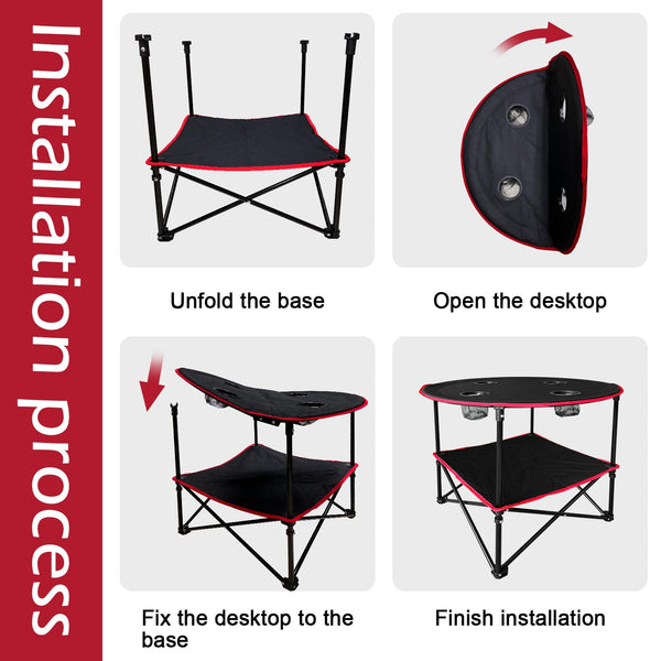 CAMP SOLUTIONS Beach Table Tailgate Table Portable Picnic Table with 4 Cup Holders Portable Tables Folding with Carry Bag for Outdoors,Party, Hiking, Fishing, Tailgating