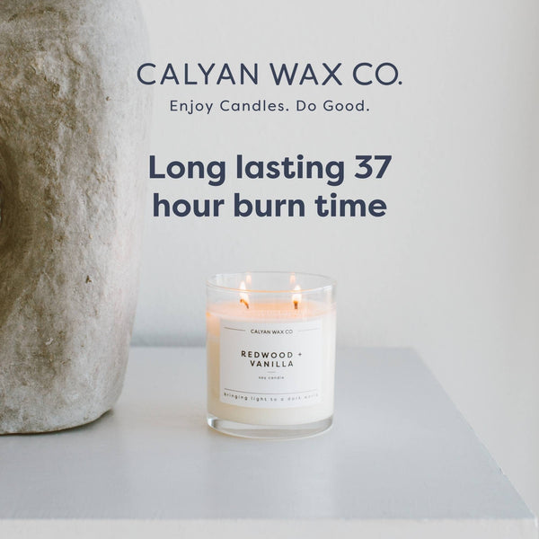 Calyan Wax Scented Candle Evergreen & Eucalyptus Candle for The Home Scented with Fir & Cedar, Soy Wax Aromatherapy Candle in Glass Jar with 37 Hour Burn Time, Non Toxic Scented Candles Gifts