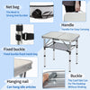 FURFIMU Small Folding Table,3 Adjustable Height Foldable Table,2Ft Portable Camping Table,Outdoor Folding Table with Net Mesh,Folding Beach Table,White Metal Folding Table for Patio BBQ
