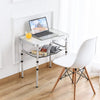 Small Folding Table 2 Foot, Portable Camping Table with Mesh Holders,Lightweight Aluminum Adjustable Height, with Carry Handle for Camping Picnic Indoor Outdoor, White 24 x 16 inch (3 Heights)