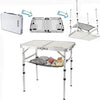 Small Folding Table 2 Foot, Portable Camping Table with Mesh Holders,Lightweight Aluminum Adjustable Height, with Carry Handle for Camping Picnic Indoor Outdoor, White 24 x 16 inch (3 Heights)