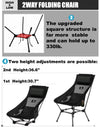 AnYoker Camping Chair Over Size, 2 Way Compact Backpacking Chair, Portable Folding Chair, Beach Chair with Side Pocket and headrest, Lightweight Hiking Chair 0166WBA (Black)