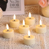 Eywamage Real Wax Ivory Flameless Tealights with Remote Batteries Included, Bright Flickering LED Tea Votive Candles Set of 10