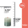 BOLSIUS 4 Pack Foggy Green/Oxid Blue Sunset Rustic Metallic Pillar Candles - 2.75 X 3.25 Inches - Includes Natural Plant-Based Wax - Unscented Dripless Smokeless 35 Hour Quality European Candles