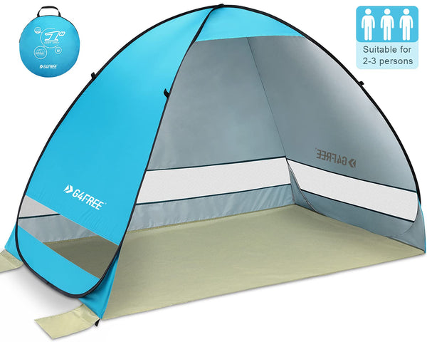 G4Free Large Pop up Beach Tent for 3-4 Person, UPF 50+ Automatic Sun Shelter Canopy Portable Outdoor Cabana Sun Umbrella