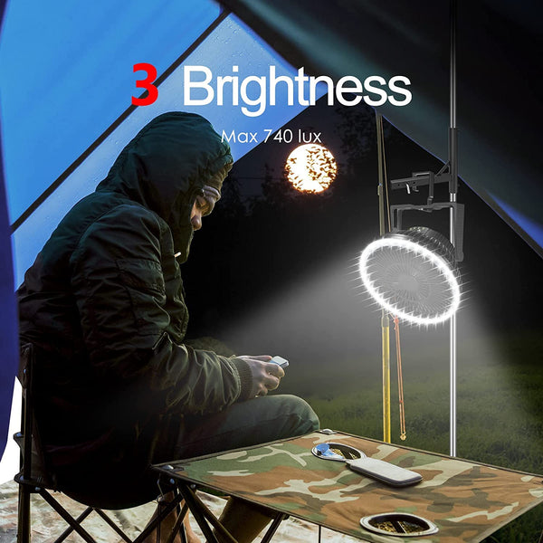 COMLIFE 10000mAh 8-Inch Rechargeable Battery Powered Portable Camping Fan with LED Lantern for Tent