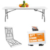 VTOY 8FT(30" x 96") Folding Table, Indoor Outdoor Heavy Duty Picnic Table with Carrying Handle,Plastic Fold up Table for Picnic, Party, Camping,Office - White (8FT)