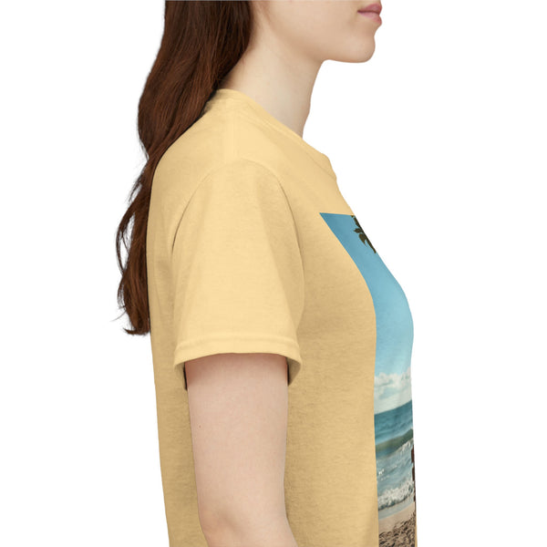 My Happy Place, Woman on Bench, Looking at Waves,  Safe Place T-Shirt, Finding My Happy Place Top, Ocean Waves,  #5003STS