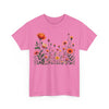 Wildflowers and Orange Roses, Graphic T-Shirts for Women, Floral Shirt, Womens Short Sleeve, Ladies Graphic Tees #5042TTS