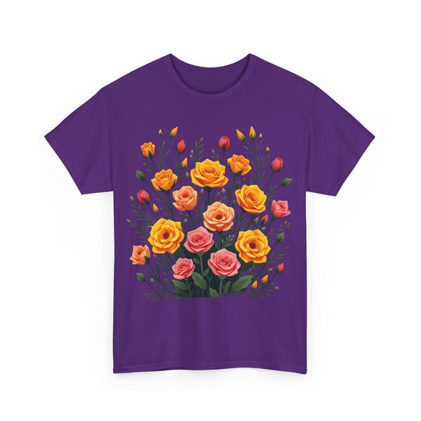 Wildflowers and Pink & Yellow Roses, Graphic T-Shirts for Women, Floral Shirt, Womens Short Sleeve, Ladies Graphic Tees #5140TTS