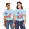Wildflowers and Pink/Violet Roses, Graphic T-Shirts for Women, Floral Shirt, Womens Short Sleeve, Ladies Graphic Tees #5100TTS