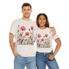 Wildflowers and Pink Roses, Graphic T-Shirts for Women, Floral Shirt, Womens Short Sleeve, Ladies Graphic Tees #5022TTS