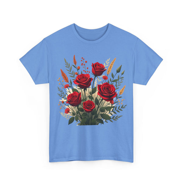 Wildflowers and Red Roses, Graphic T-Shirts for Women, Floral Shirt, Womens Short Sleeve, Ladies Graphic Tees #5129TTS