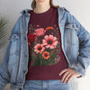 Wildflowers and Pink & Red Roses, Graphic T-Shirts for Women, Floral Shirt, Womens Short Sleeve, Ladies Graphic Tees #5133TTS