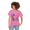 Wildflowers and Pink/Violet Roses, Graphic T-Shirts for Women, Floral Shirt, Womens Short Sleeve, Ladies Graphic Tees #5100TTS