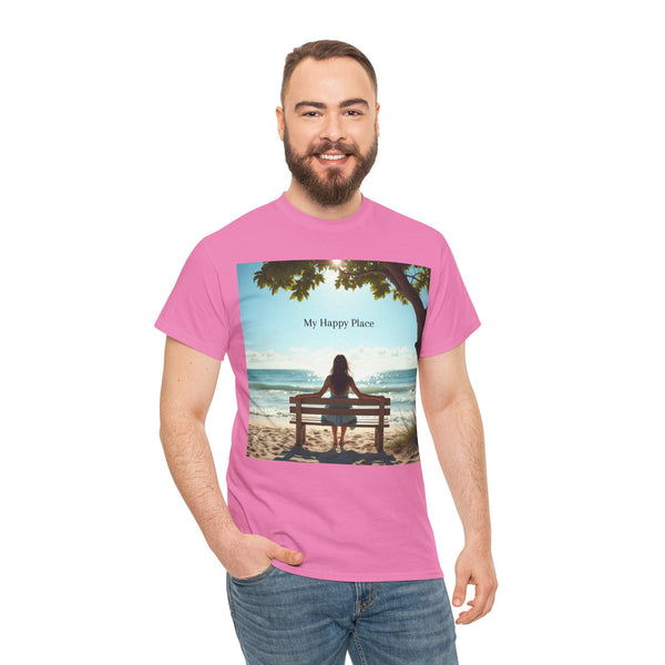 My Happy Place, Woman on Bench, Looking at Waves,  Safe Place T-Shirt, Finding My Happy Place Top, Ocean Waves,  #5003STS