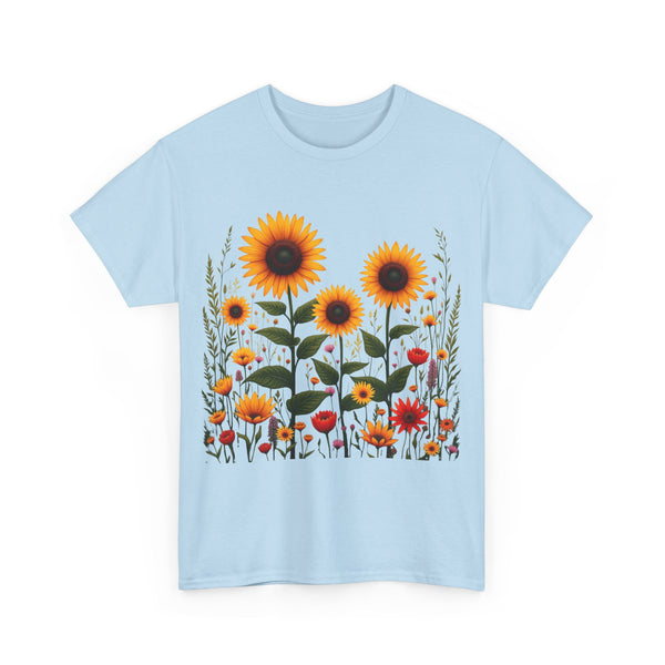 Sunflowers & Wildflowers, Graphic T-Shirts for Women, Floral Shirt, Womens Short Sleeve, Ladies Graphic Tees #5154TTS