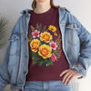 Wildflowers and Yellow Roses, Graphic T-Shirts for Women, Floral Shirt, Womens Short Sleeve, Ladies Graphic Tees #5135TTS