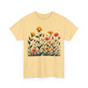 Wildflowers and Yellow Roses, Graphic T-Shirts for Women, Floral Shirt, Womens Short Sleeve, Ladies Graphic Tees #5026TTS