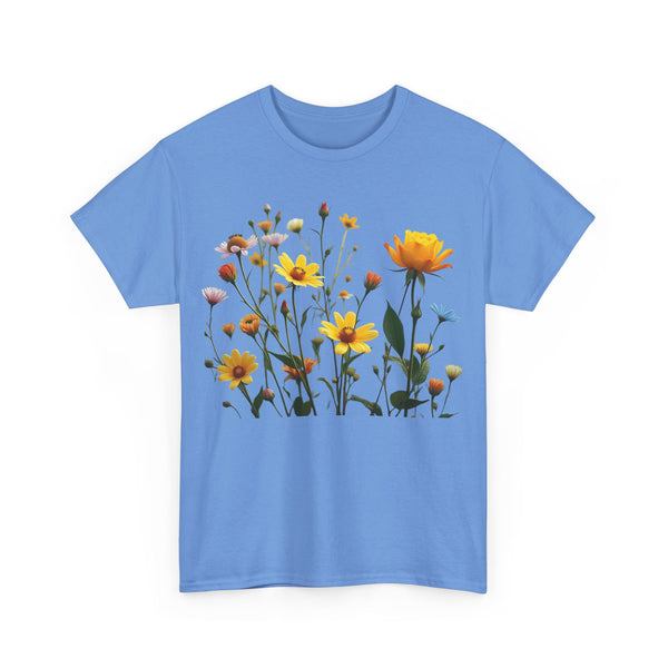 Wildflowers and a Yellow Rose, Graphic T-Shirts for Women, Floral Shirt, Womens Short Sleeve, Ladies Graphic Tees #5009TTS