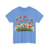 Wildflowers and Orange Roses, Graphic T-Shirts for Women, Floral Shirt, Womens Short Sleeve, Ladies Graphic Tees #5047TTS