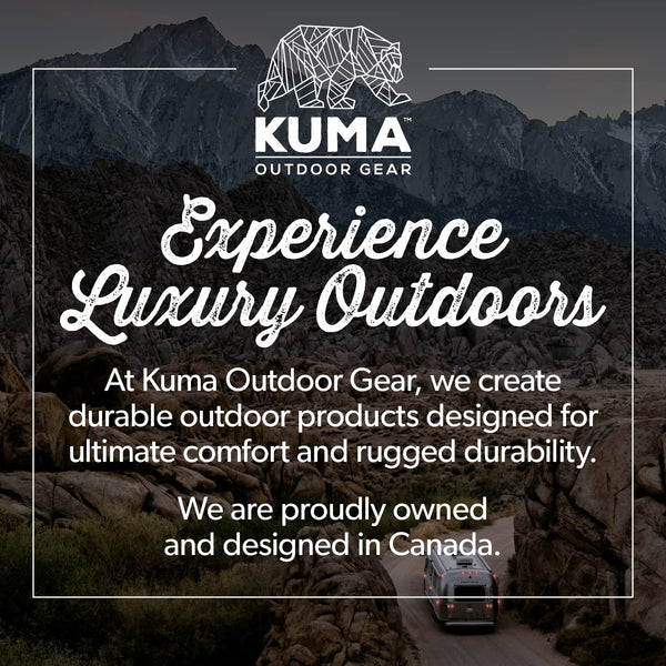 Kuma Outdoor Gear Bear Buddy/Double Chair with Carry Bag, Ultimate Portable Luxury Outdoor Double Camping Chair for Glamping, Sports & Outdoor Adventures (Sierra/Black)