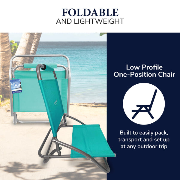 Caribbean Joe Folding Beach Chair, 1 Position Lightweight and Portable Foldable Outdoor Camping Chair, Teal