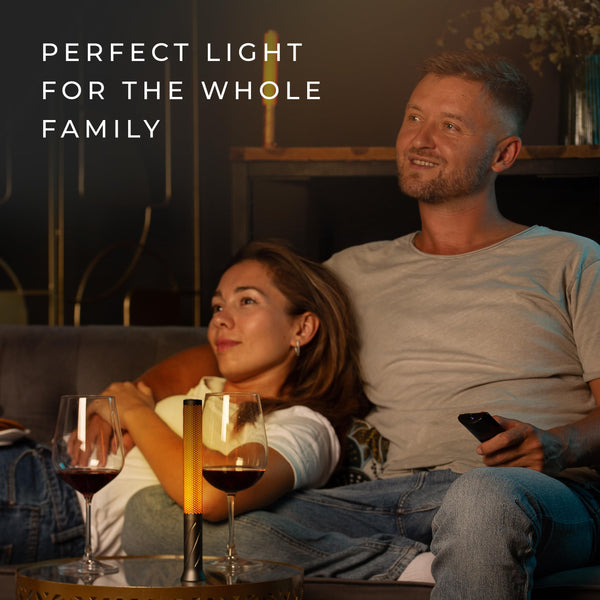 SEHNLICH LED Candle Light, Cordless Table Lamp, Bedside Flame Lamp w/ 2 Modes, Rechargeable Candlestick, Modern Table Lamp w/ 2600 mAh Battery (Platinum Grey)