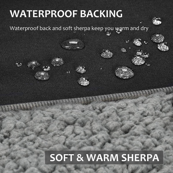 Tirrinia Outdoors Waterproof Blanket, Sherpa Fleece Stadium Windproof Throw Mat for Camping, Picnic, Traveling, Boat, Football - Machine Washable, Black