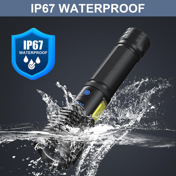 Flashlights LED High Lumens Rechargeable, 900,000 Lumen Super Bright Flashlight, USB Fast Charging High Powered Flash Light, Powerful IP67 Waterproof Handheld Flashlights for Home,Camping(2 Pack)