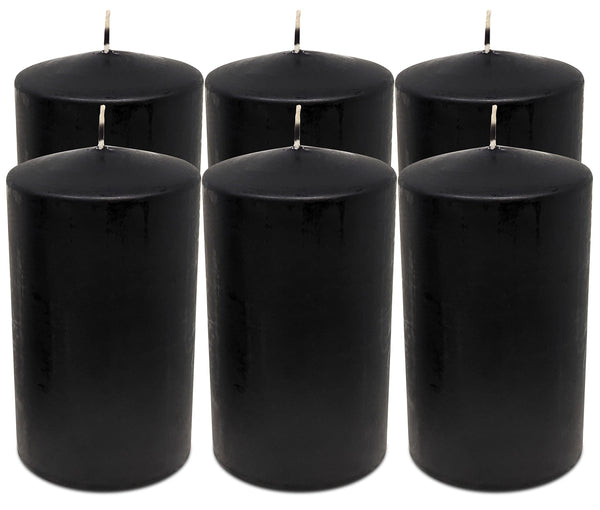 Hyoola Black Pillar Candles 3x6 Inch - 6 Pack Unscented Pillar Candles - European Made