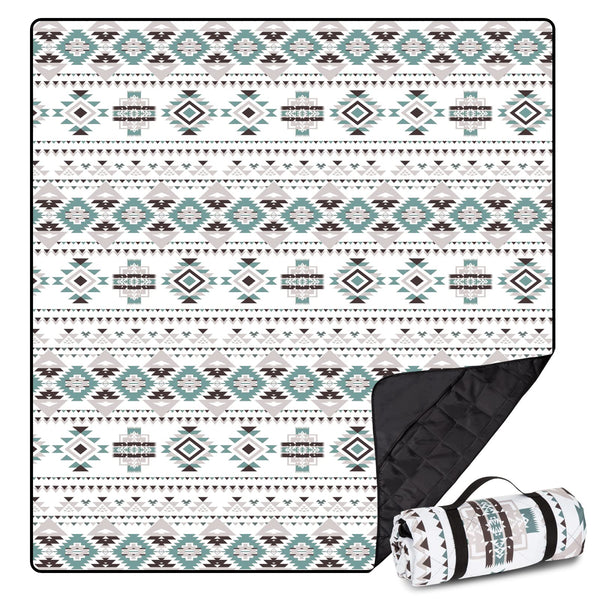 Airensky Extra Large Picnic Blanket(79 "x 82"), 3-Layer Thickening Waterproof Camping Blanket, Sandproof Picnic Blanket for Beach, Machine Washable, Wear-Resistant, Soft and Comfortable (Boho Gray)