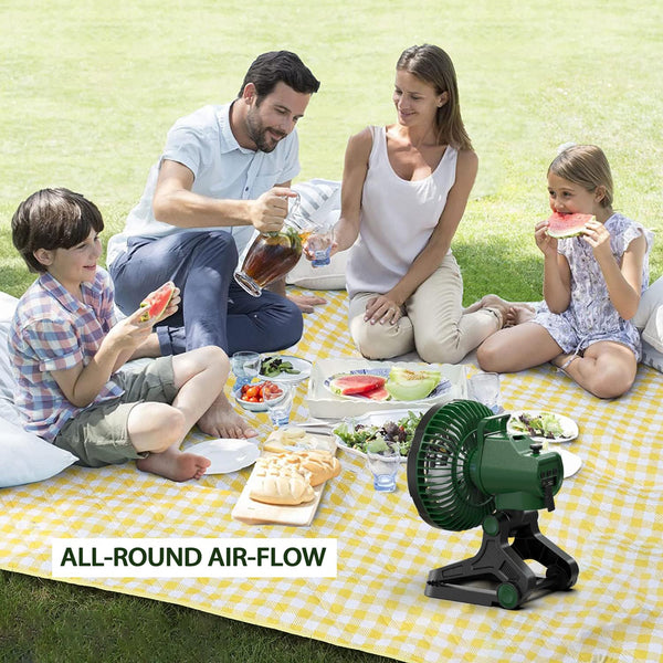 Camping Fan Rechargeable -22000mAh High Powered Battery Operated Oscillating Cordless Fan, Up to 72 Hours Runtime, Clip-on Outdoor Fan with Light for Golf Cart, Jobsite, Trip RV, Travel, and Beach