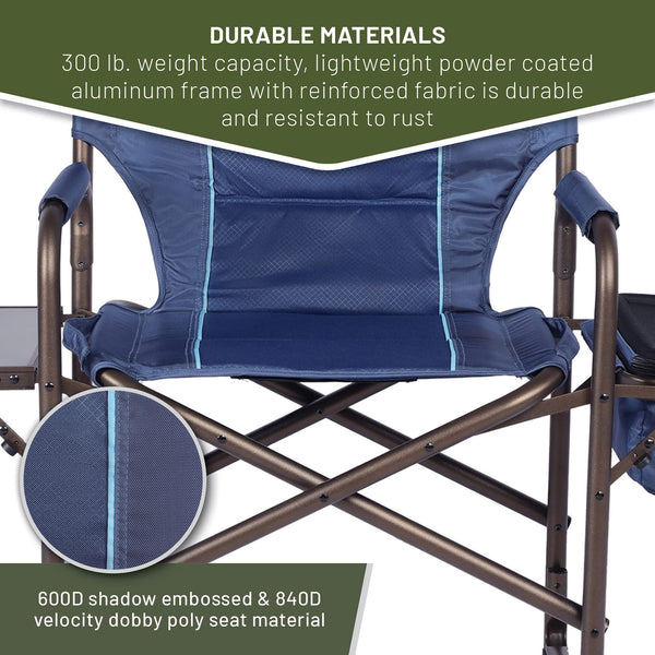 TIMBER RIDGE Folding Cooler Bag for Adults Portable Camp Chairs for Outdoor, Lawn, Sports, Fishing, Heavy Duty Supports 300lbs, Blue