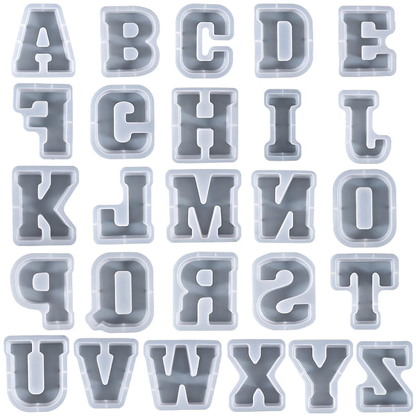 26 pcs 7 inch Letter Mold Alphabet Mold Letter Resin Mold Letter Candle Mold Letter Soap Mold Clay Mold Candle Making Molds Craft Supplies 3D Mold Silicone Mold for Resin Resin Casting Mold