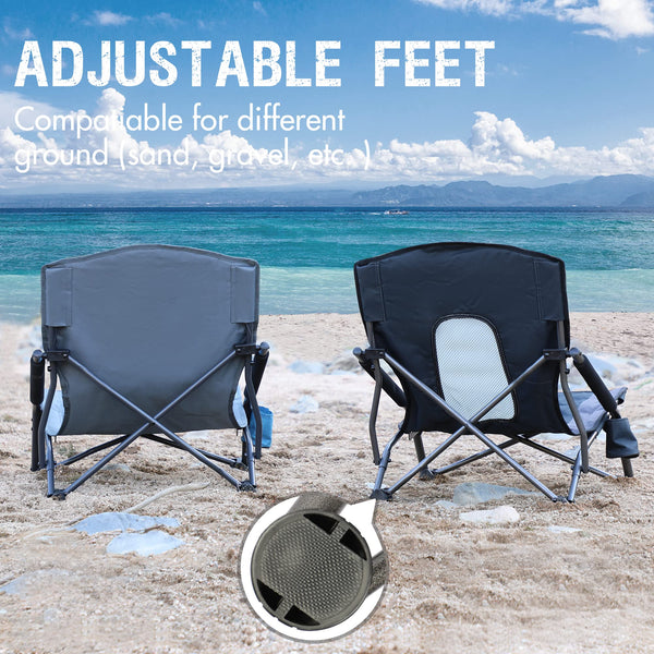 PORTAL Beach Camping Folding Chairs for Adults Low Lightweight Portable Chair with Cup Holder High Mesh Back Carry Bag for Outdoor, Lawn, Sand, Travel, Picnic, Festival, Concert, BBQ, Sports, 300LBS
