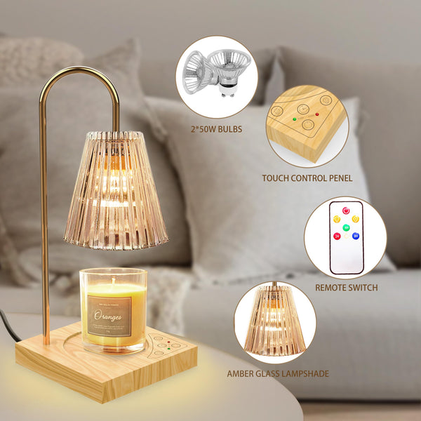 Candle Warmer Lamp, Remote Candle Lamp with Timer & Dimmer, Mothers Day Gifts, Wax Warmer for Scented Wax Compatible with Yankee Candle Large Jar, Touch Control Electric Candle Warmer with 2 Bulbs